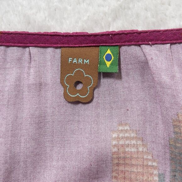 Farm Rio Tiered Midi Dress Womens Sz P (Small) Pink Floral Puff Sleeve - Picture 6 of 11